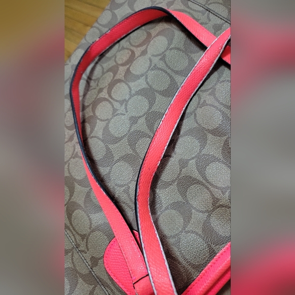 Coach Brown and Red Signature Tote Bag - Picture 11 of 14